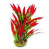 Betta 8" Green & Red Plastic Plant W/ Sand Base